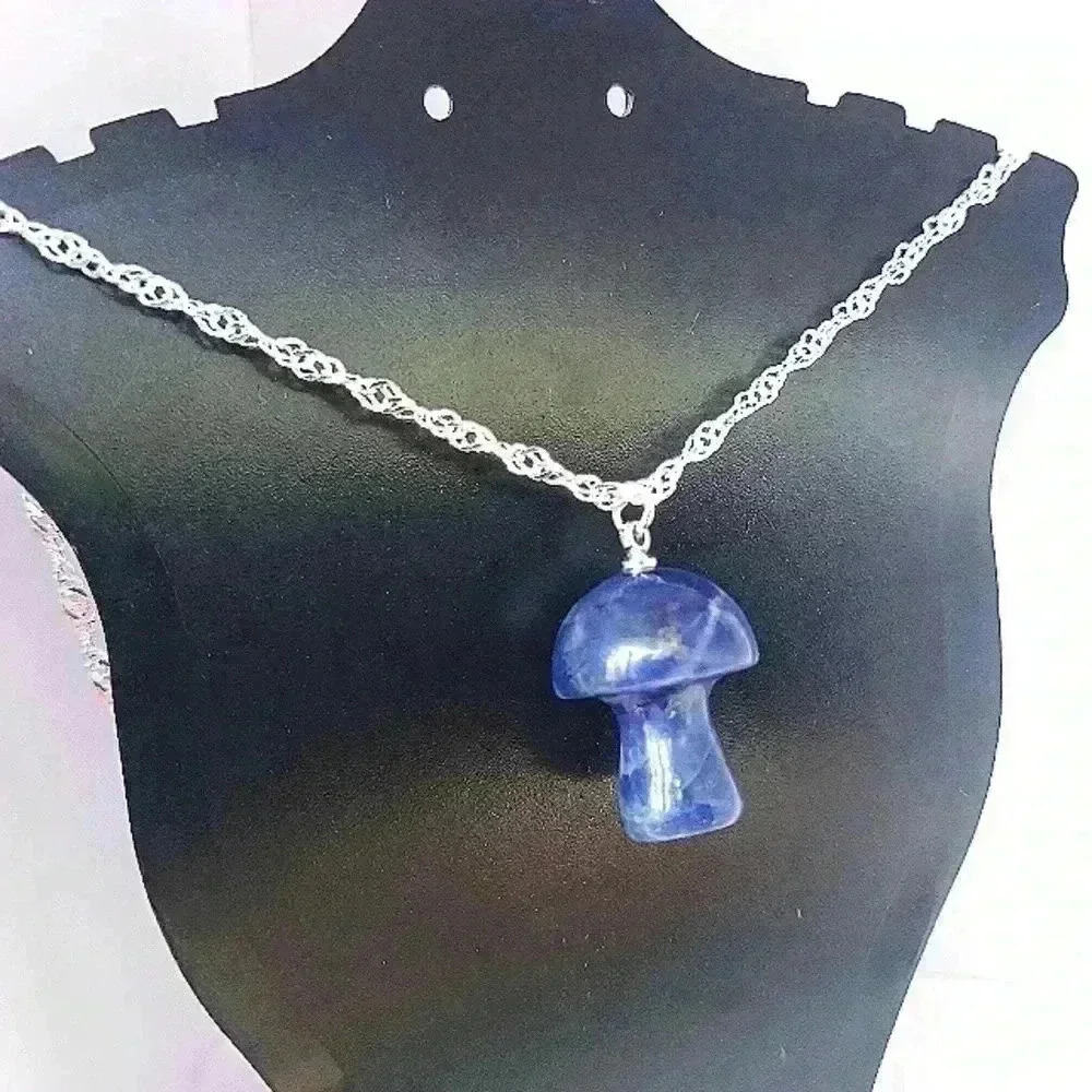 Stone Mushroom Silver Necklace